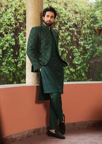 Meer bottle green complete look - Kanwal Malik menswear