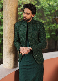 Meer bottle green side view - Kanwal Malik menswear