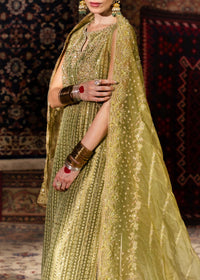 Meherbano olive green dupatta border embroidery - Kanwal Malik luxury pret