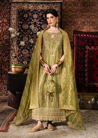 Meherbano olive green ensemble complete look - Kanwal Malik Pakistani luxury wear