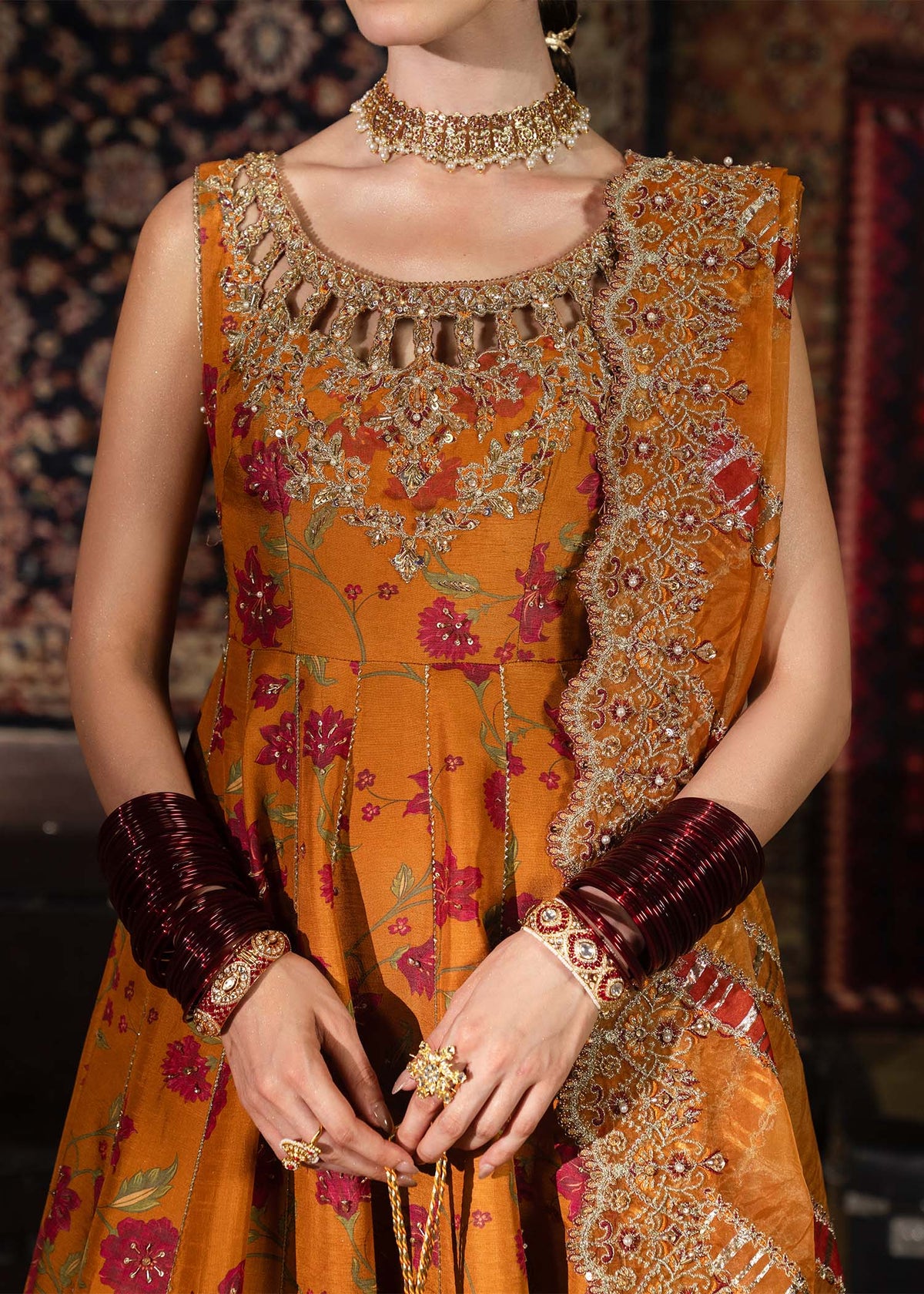 Mehr rust churidar gotta detailing - Kanwal Malik luxury pret