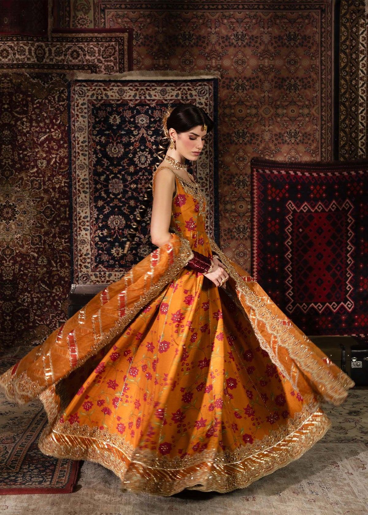 Mehr rust pishwas full ensemble view - Kanwal Malik luxury pret