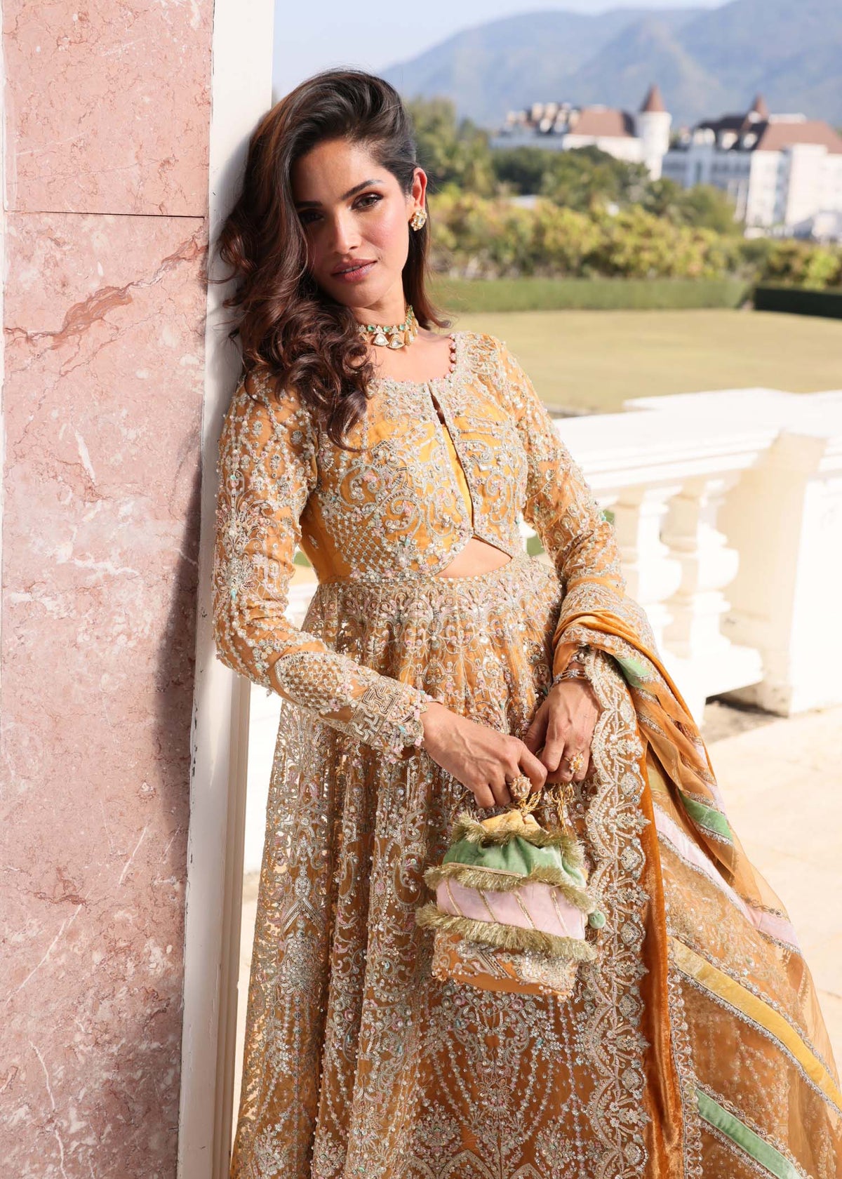 Merna rust sharara pants detail - Kanwal Malik