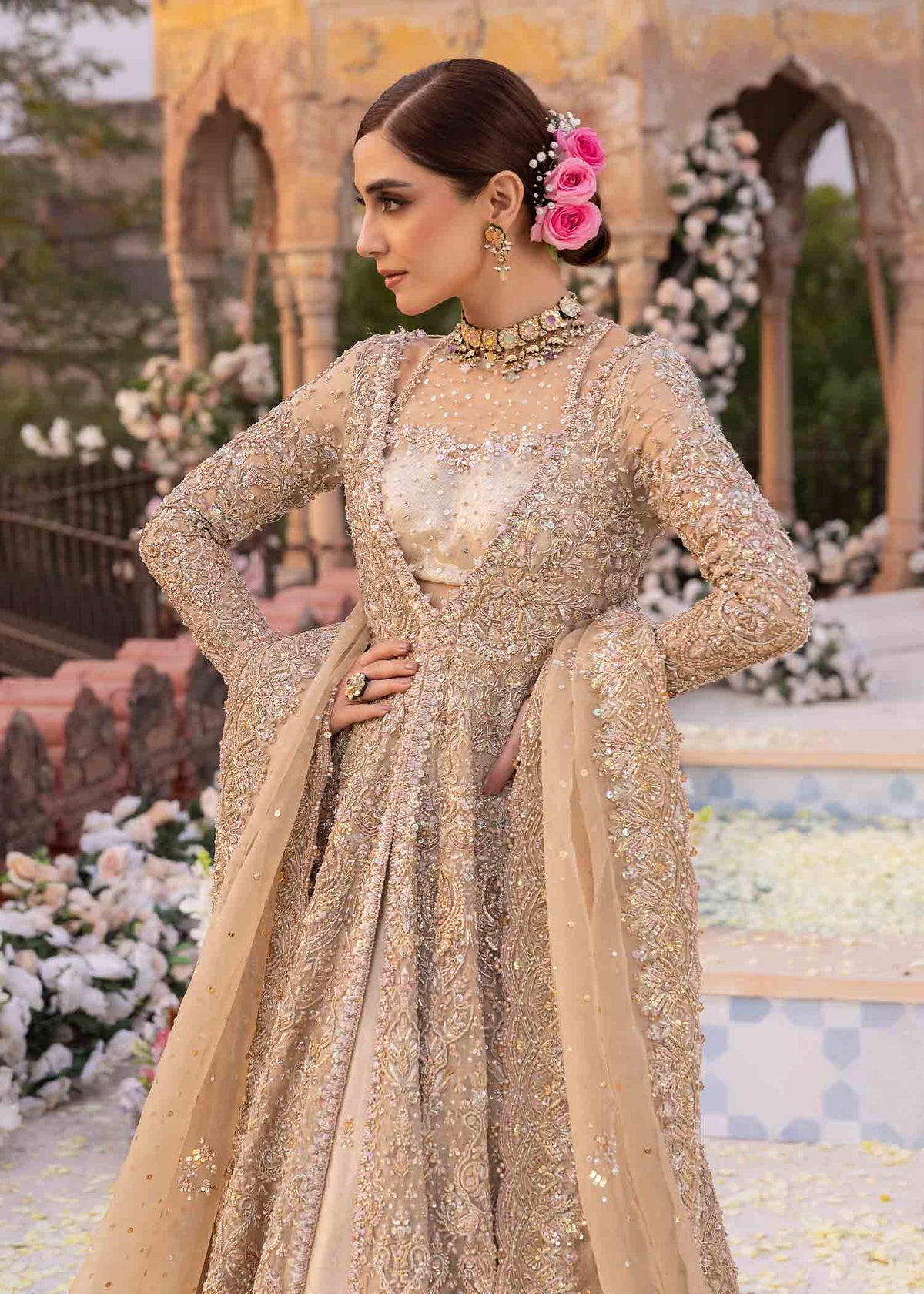 Mirani nude festive bridal styled look - Kanwal Malik bridal couture