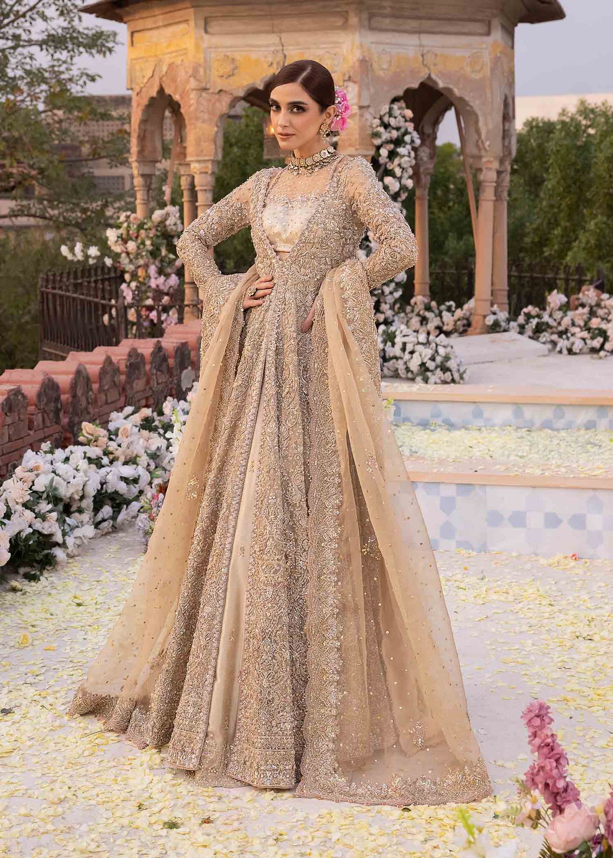 Mirani nude organza pishwas front view - Kanwal Malik bridal couture