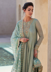 Mist mint green badla dupatta detail - Kanwal Malik