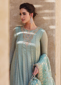 Mist mint green Korean silk culotte detail - Kanwal Malik