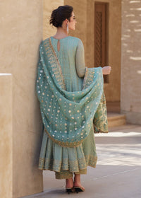Mist mint green ensemble styled look - Kanwal Malik
