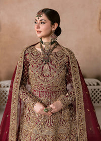 Muntaha deep red dupatta pallu detail - Kanwal Malik bridal couture