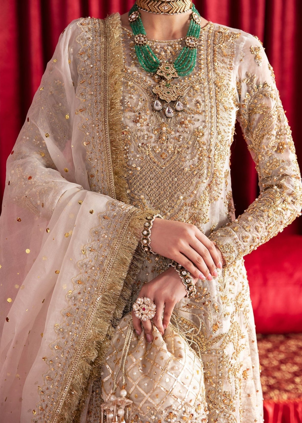 Muskaan off-white farshi gharara detail - Kanwal Malik
