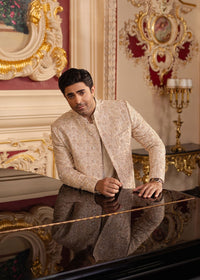 Nahil rose gold kurta detail - Kanwal Malik menswear