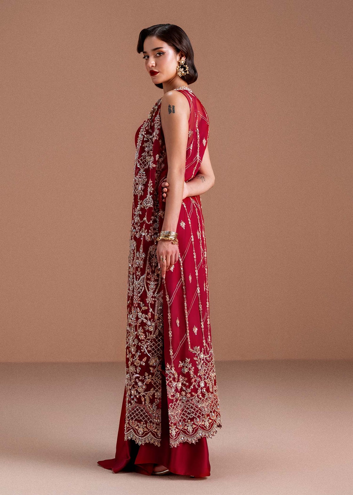 Naura ruby red back view - Kanwal Malik