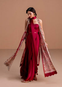 Naura ruby red full ensemble view - Kanwal Malik