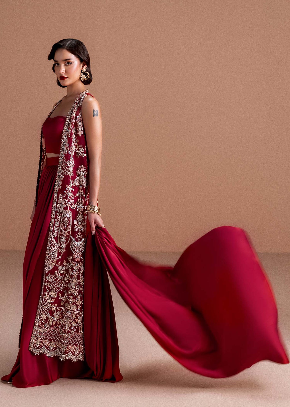 Naura ruby red styled look - Kanwal Malik