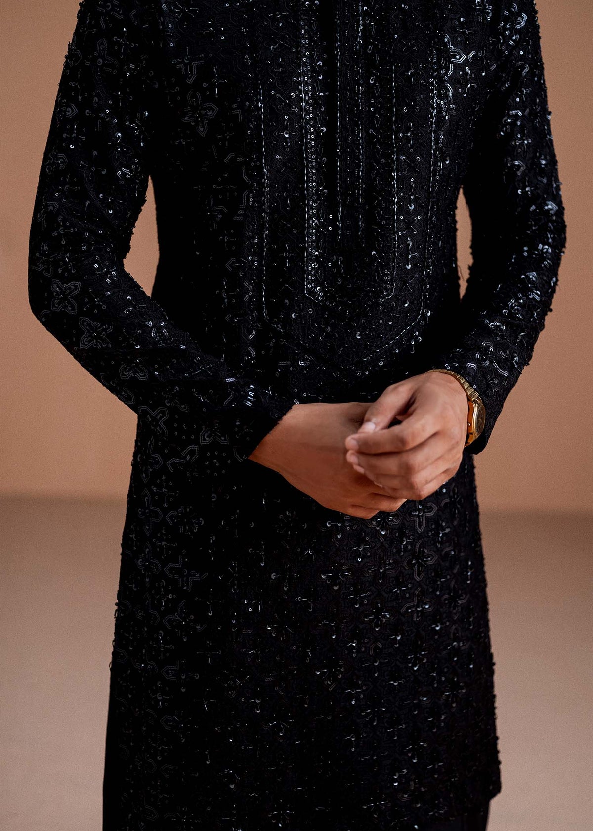 Nayal ink black shalwar detail - Kanwal Malik