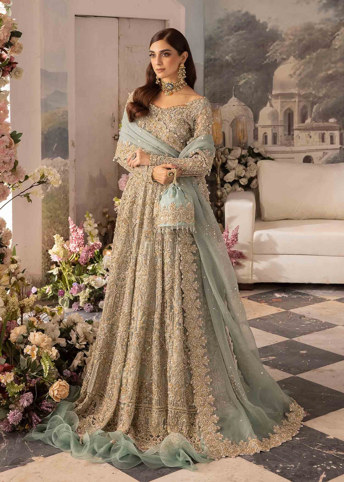 Nazra ferozi bridal lehenga front view - Kanwal Malik bridal couture