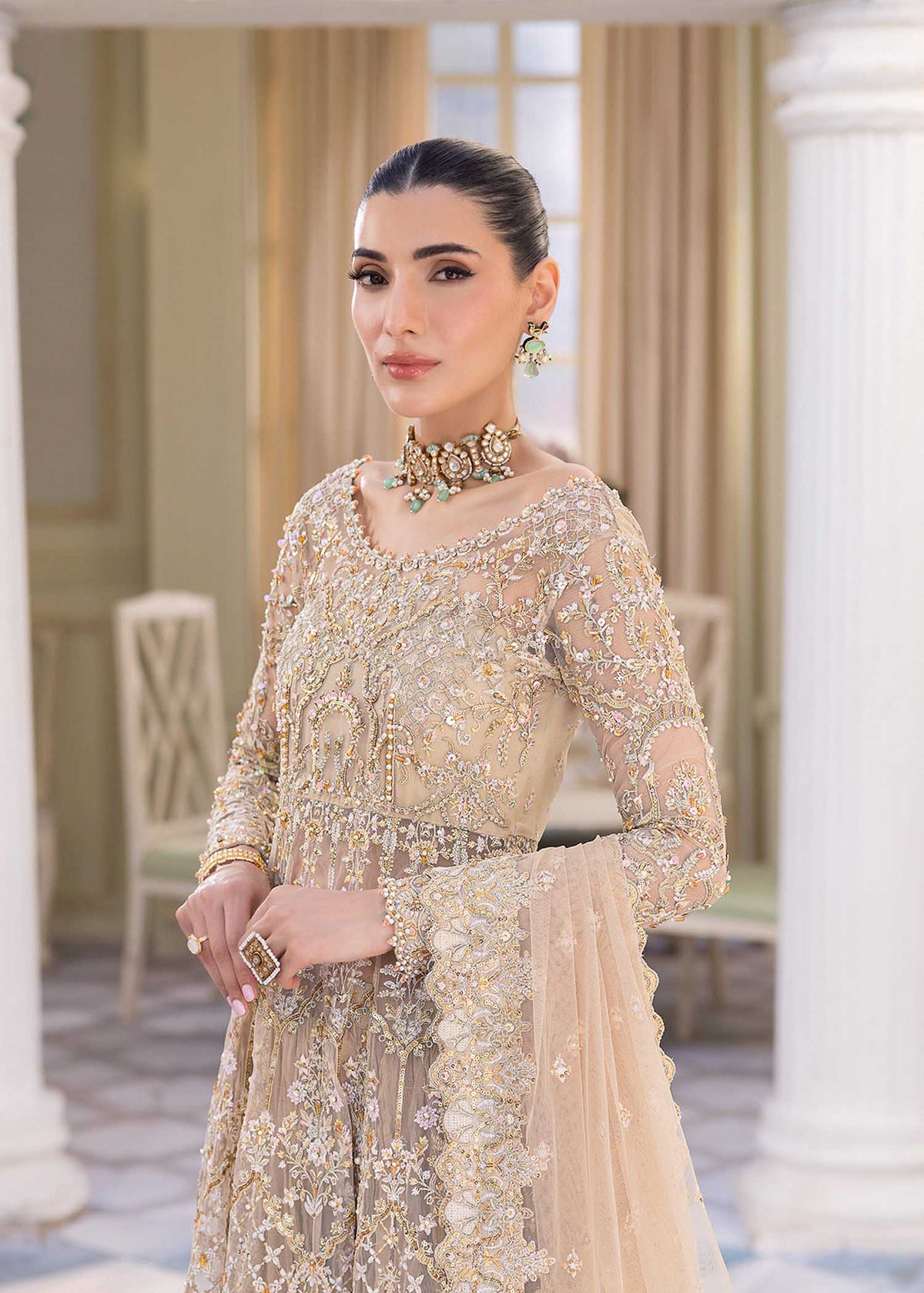 Nia nude full ensemble view - Kanwal Malik luxury pret