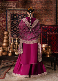 Nilofer plum pishwas back view - Kanwal Malik luxury pret Pakistan