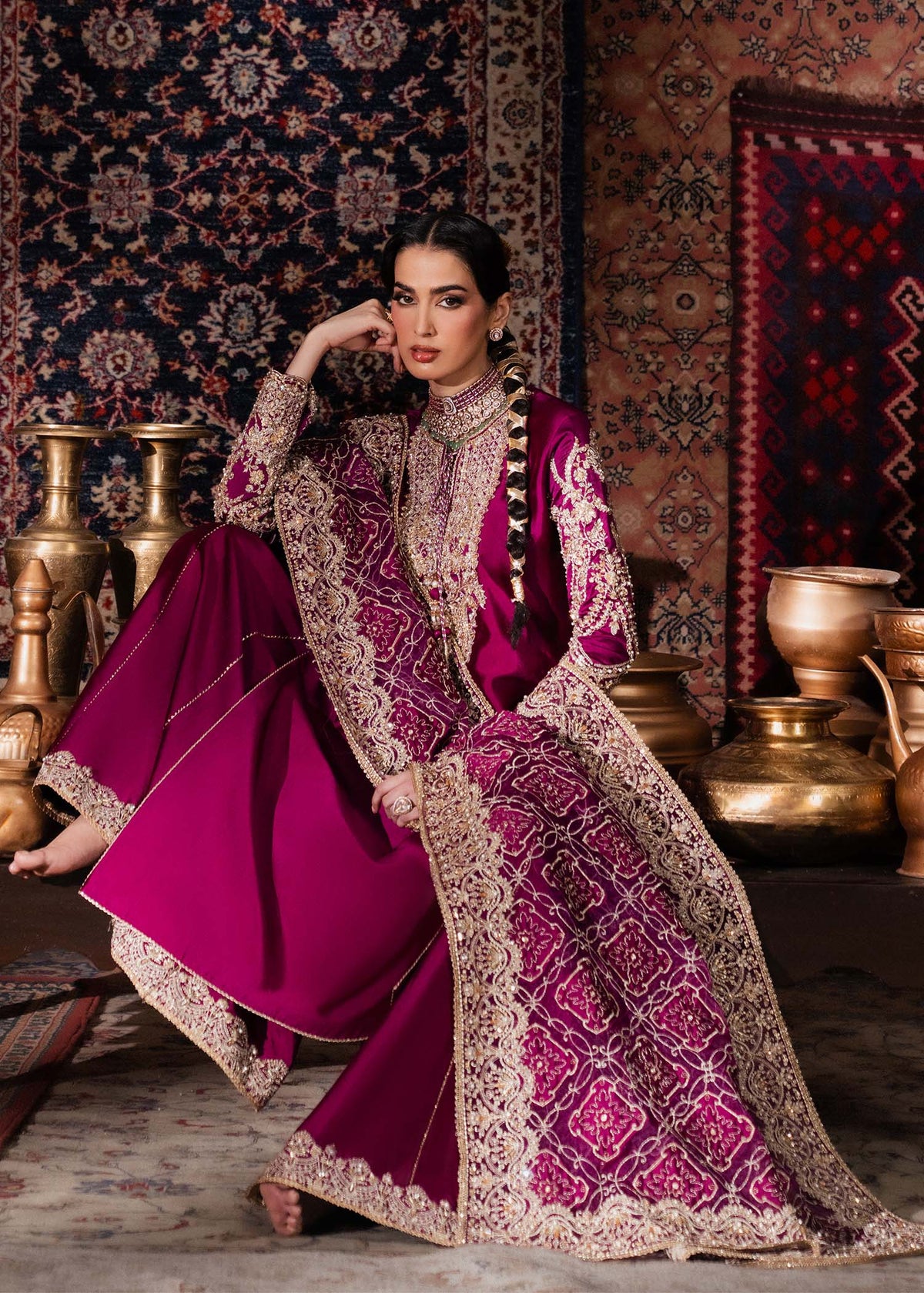 Nilofer plum pishwas styled look - Kanwal Malik Pakistani designer wear