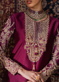 Nilofer plum tissue silk flared trouser detail - Kanwal Malik luxury pret