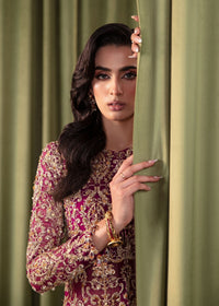 Nina plum crushed pants detail - Kanwal Malik luxury pret