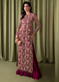 Nina plum organza dress front view - Kanwal Malik luxury pret