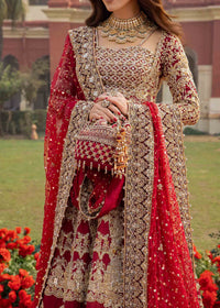 Nisa deep red bridal back view - Kanwal Malik bridal couture