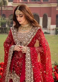 Nisa deep red bridal styled look - Kanwal Malik bridal couture