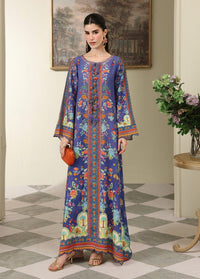 Noire dark blue printed kaftan front view - Kanwal Malik