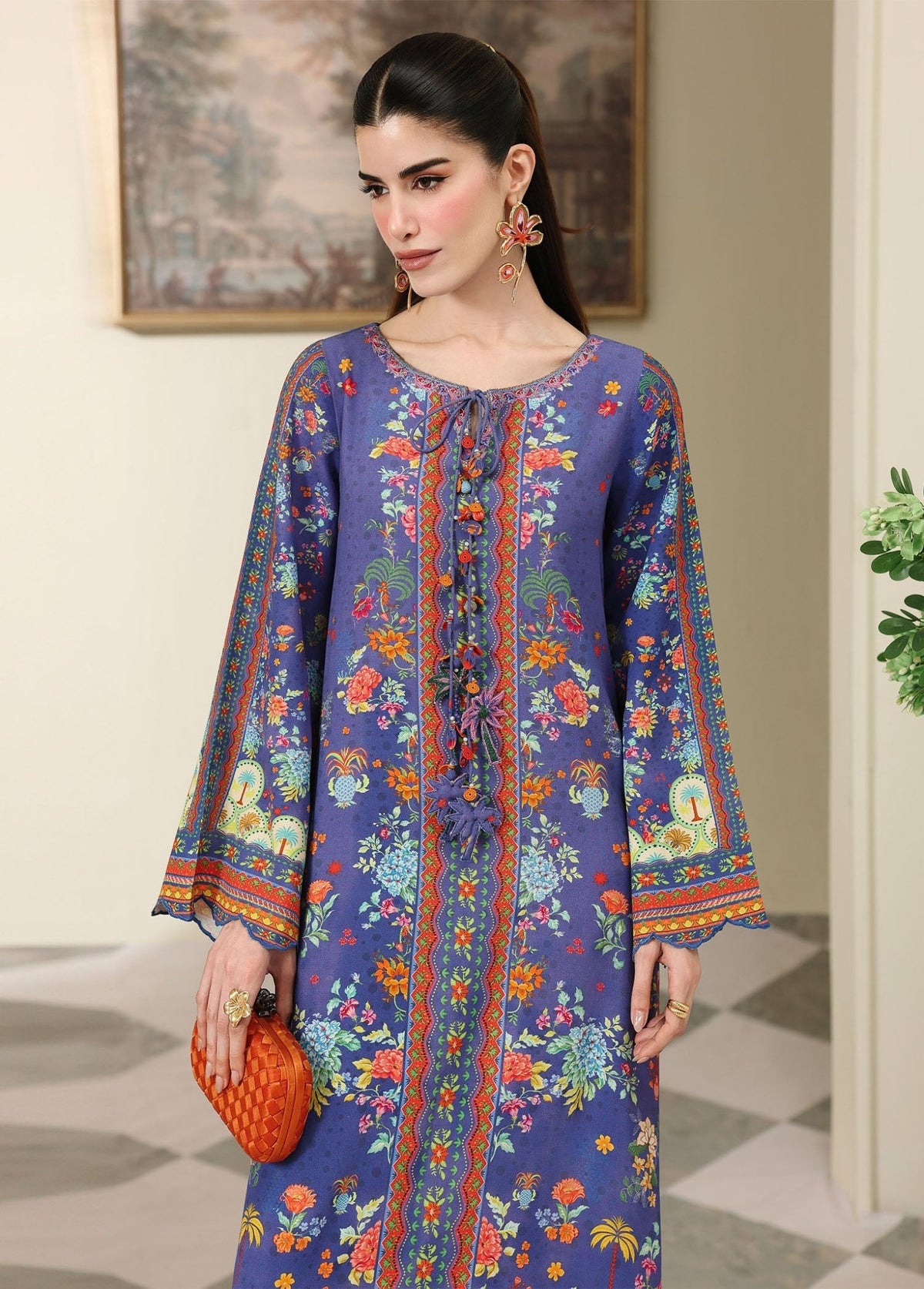 Noire dark blue print detail - Kanwal Malik