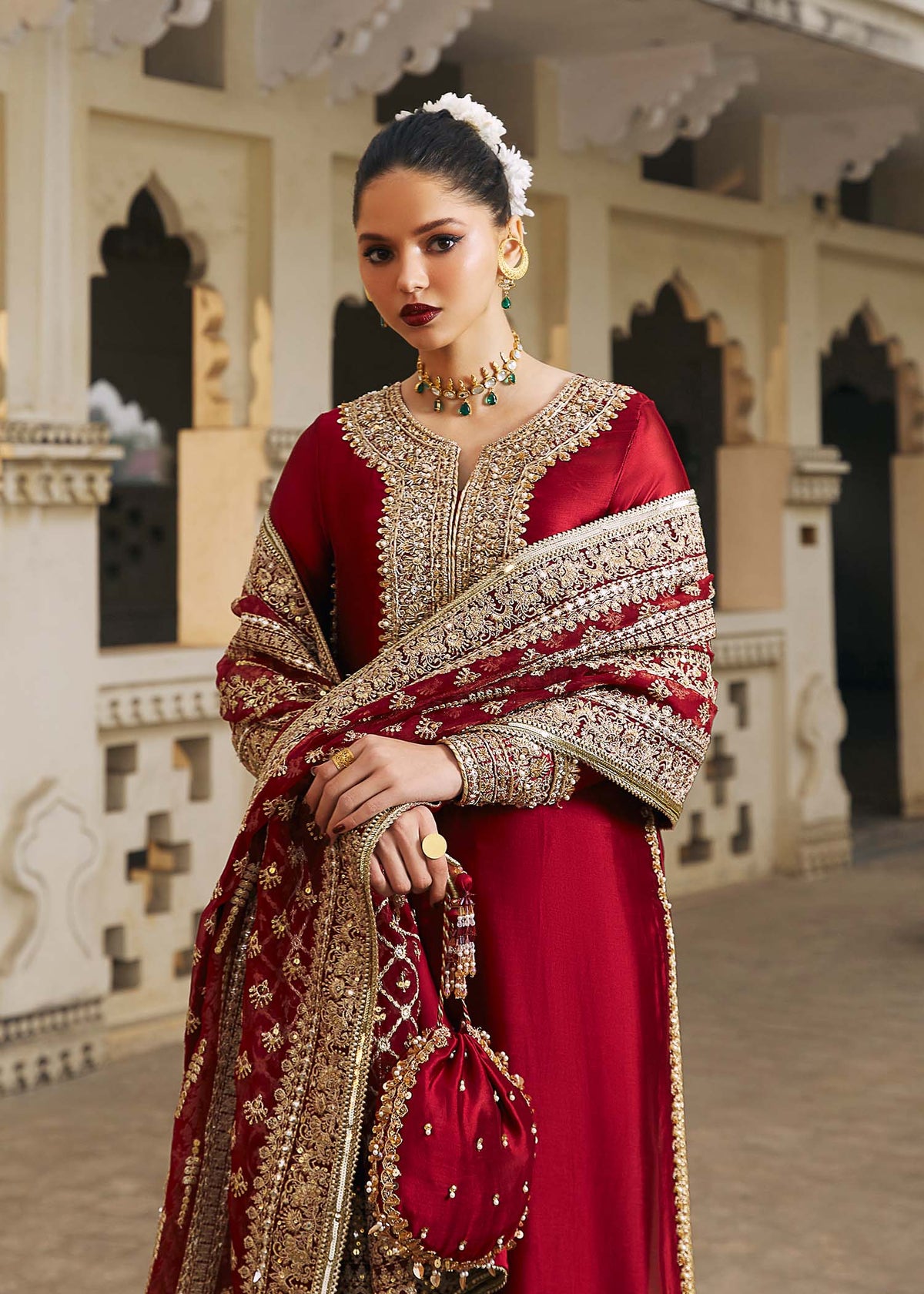 Noreen berry red back view - Kanwal Malik luxury pret