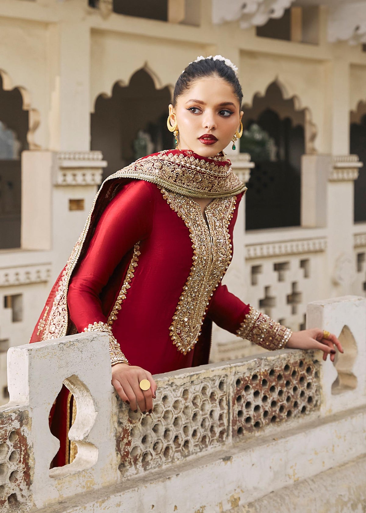Noreen berry red complete look - Kanwal Malik luxury pret