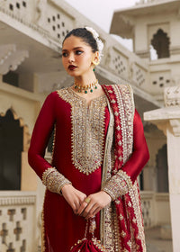 Noreen berry red embroidered border detail - Kanwal Malik luxury pret