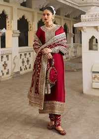 Noreen berry red full ensemble view - Kanwal Malik luxury pret