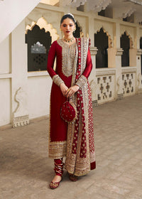 Noreen berry red tissue silk shirt front view - Kanwal Malik luxury pret