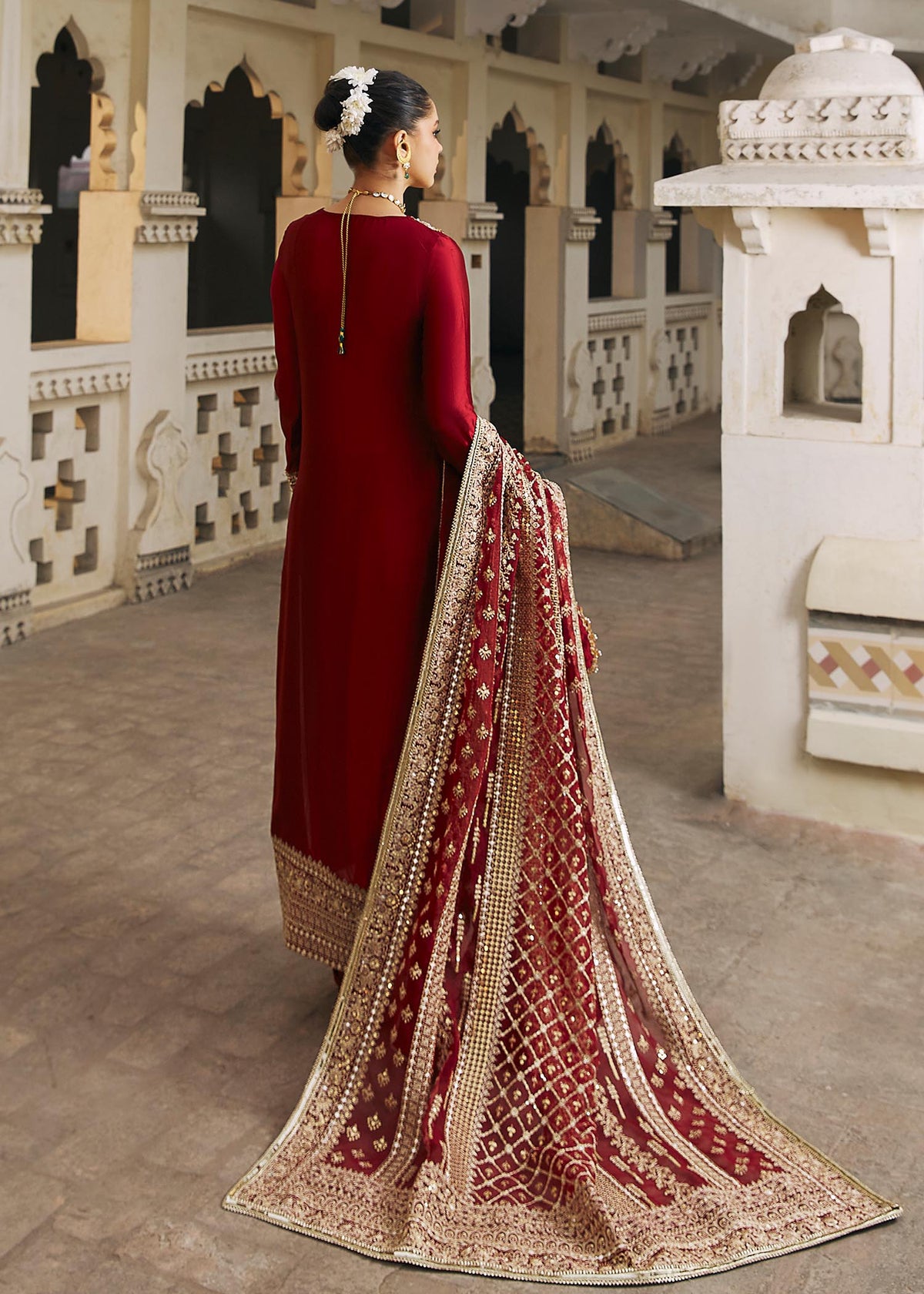 Noreen berry red styled look - Kanwal Malik luxury pret