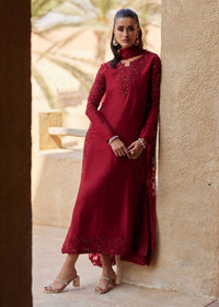 Nour red organza dupatta border detail - Kanwal Malik