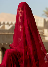 Nour red full ensemble view - Kanwal Malik