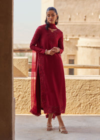 Nour red sleeve embroidery detail - Kanwal Malik