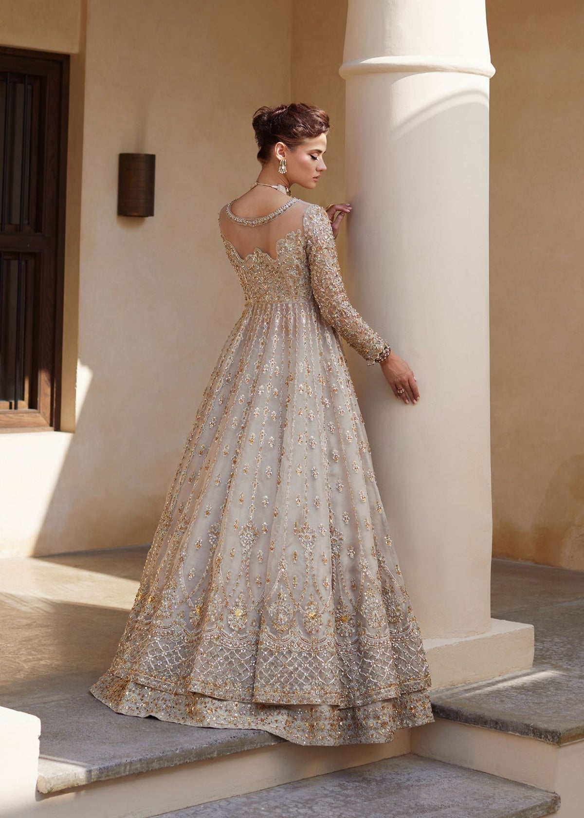 Novalle ivory golden zari sequin embellishment detail - Kanwal Malik bridal couture
