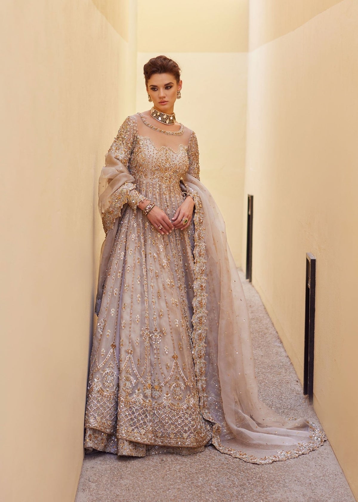 Novalle ivory bridal full ensemble view - Kanwal Malik bridal couture