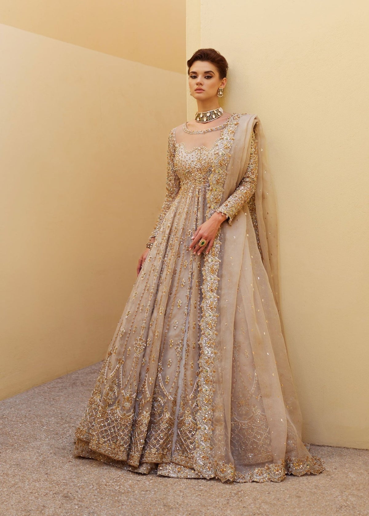 Novalle ivory bridal gown front view - Kanwal Malik bridal couture