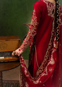 Nuray crimson cutline trouser detail - Kanwal Malik luxury pret