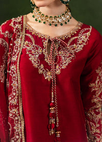 Nuray crimson dupatta border embroidery - Kanwal Malik luxury pret