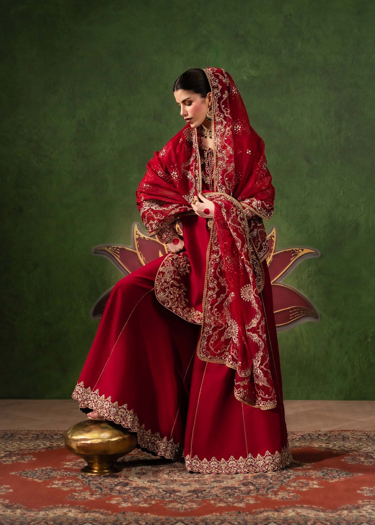Nuray crimson embellishment close-up - Kanwal Malik luxury pret