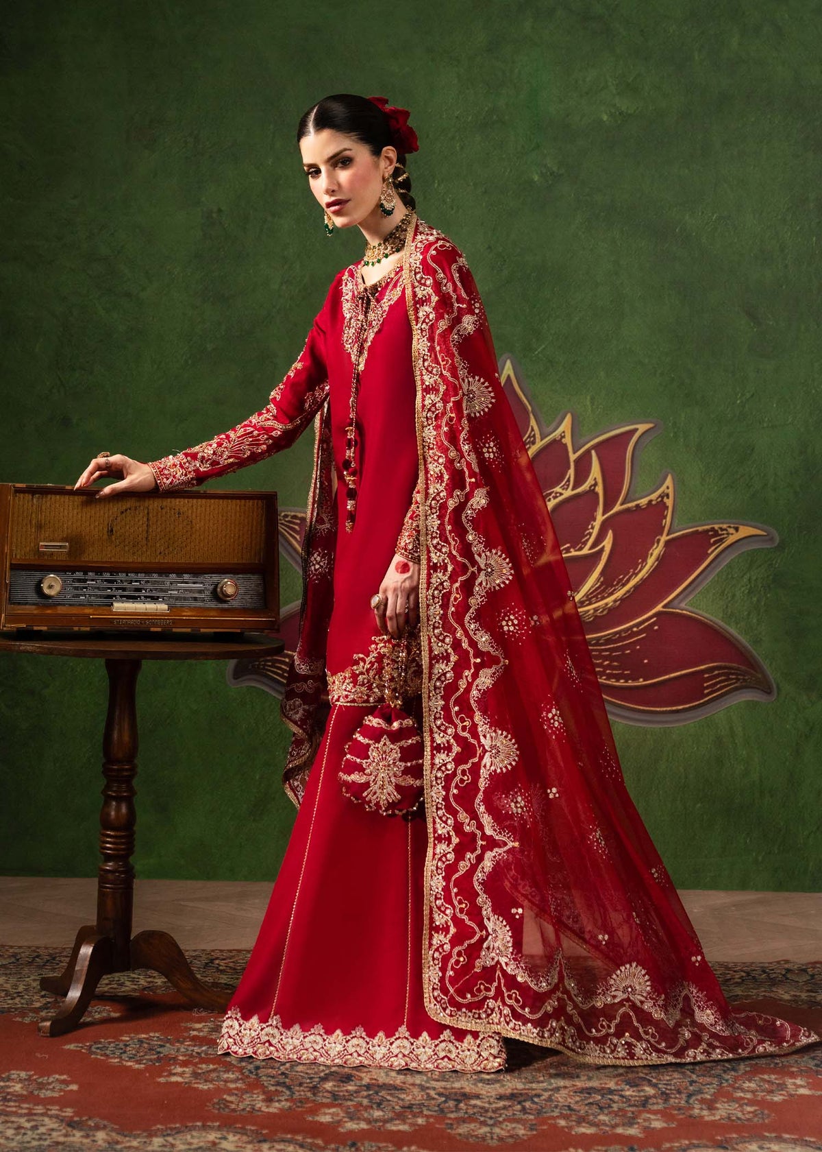 Nuray crimson ensemble back view - Kanwal Malik luxury pret Pakistan