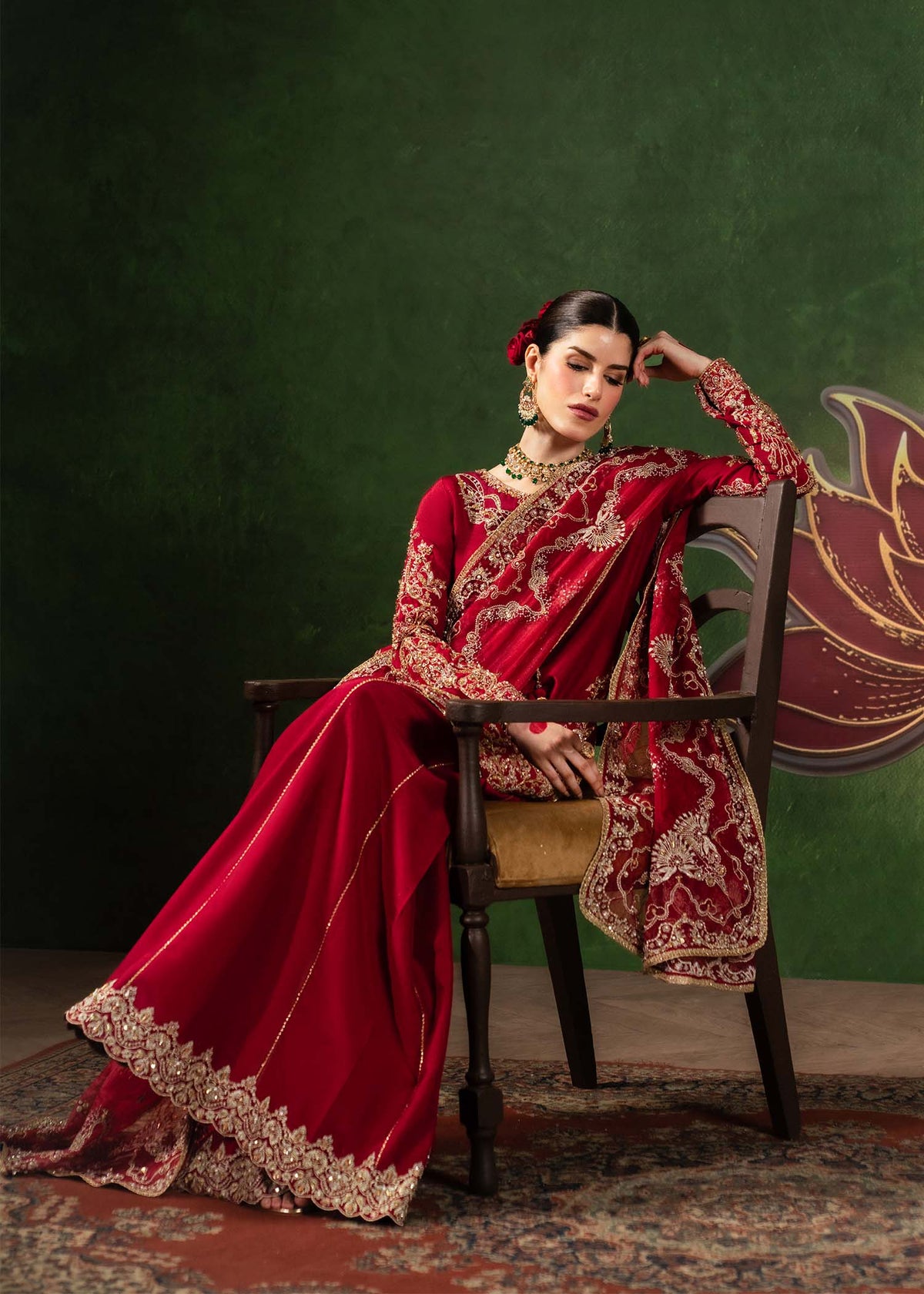 Nuray crimson ensemble complete look - Kanwal Malik Pakistani luxury wear