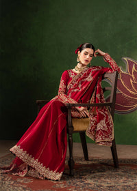 Nuray crimson ensemble complete look - Kanwal Malik Pakistani luxury wear