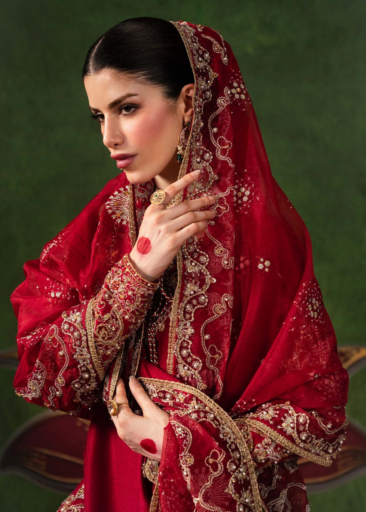 Nuray crimson ensemble full view - Kanwal Malik luxury pret