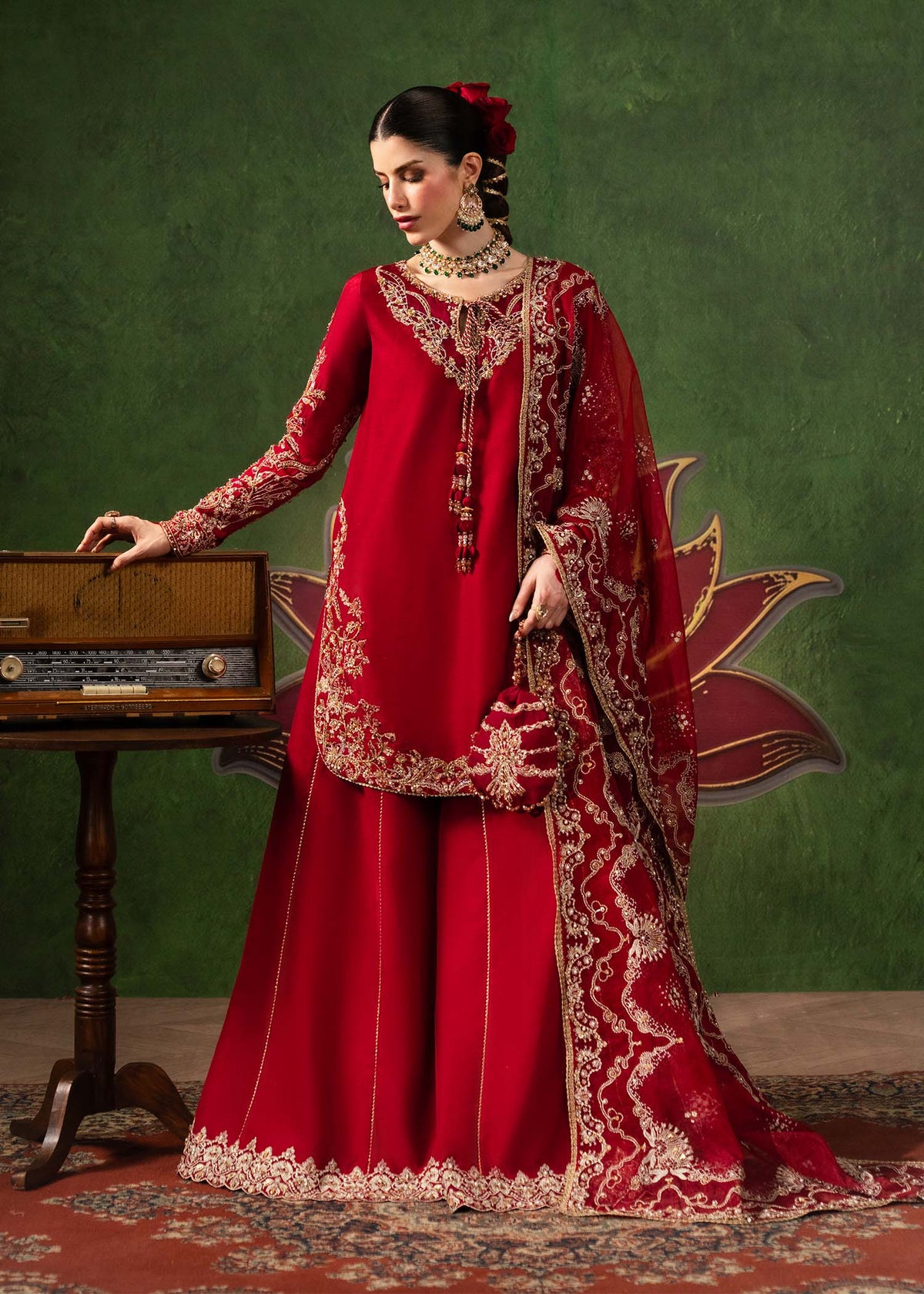 Nuray crimson ensemble styled look - Kanwal Malik Pakistani designer wear